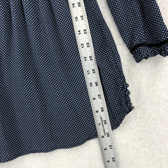 Avec Les Filles Womens Romper S Blue Polka Dot 3" Shorts Long Sleeve Ruffle Trim - Picture 7 of 10